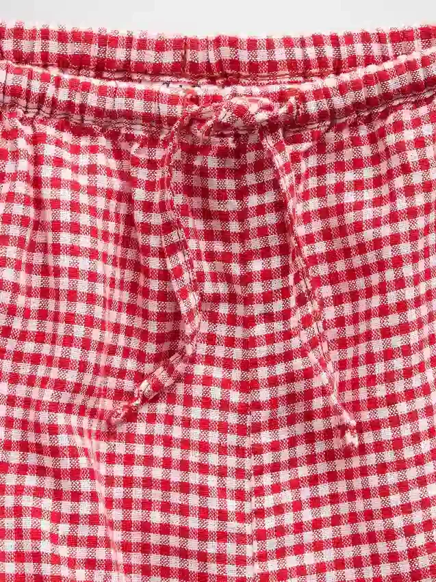 Pantalones cortos infantiles de lino y algodón con estampado de cuadros vichy