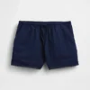 Pantalones cortos infantiles de lino y algodón con ribete de encaje