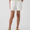 Pantalones cortos infantiles de lino y algodón con ribete de encaje