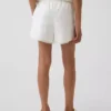 Pantalones cortos infantiles de lino y algodón con ribete de encaje