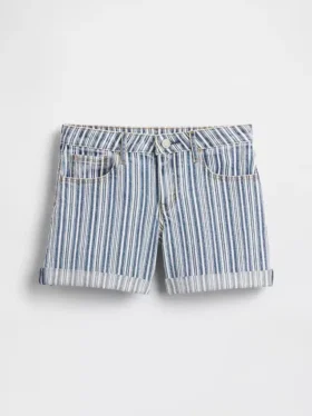 Pantalones cortos midi de denim a rayas para niños