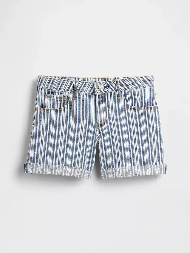 Pantalones cortos midi de denim a rayas para niños