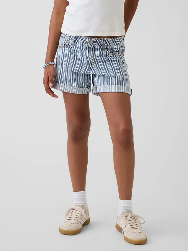 Pantalones cortos midi de denim a rayas para niños