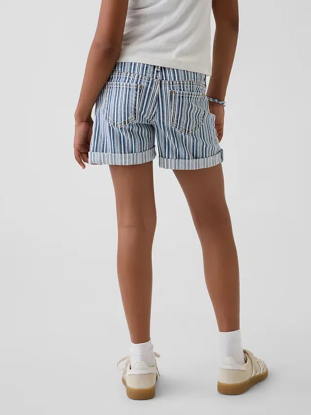 Pantalones cortos midi de denim a rayas para niños
