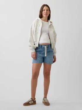 Pantalones cortos premamá de denim ultrasuave con panel completo