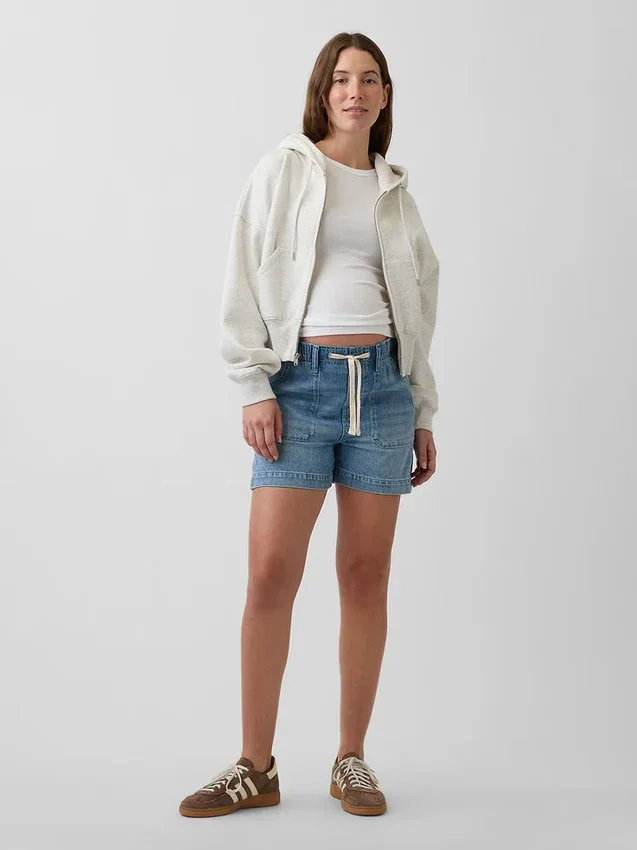 Pantalones cortos premamá de denim ultrasuave con panel completo