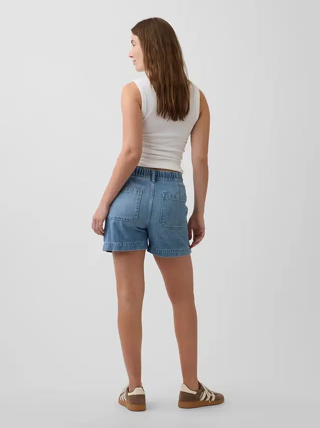 Pantalones cortos premamá de denim ultrasuave con panel completo
