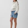 Pantalones cortos premamá de denim ultrasuave con panel completo