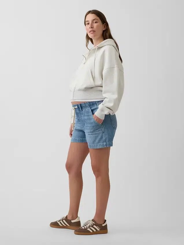 Pantalones cortos premamá de denim ultrasuave con panel completo