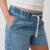 Pantalones cortos premamá de denim ultrasuave con panel completo