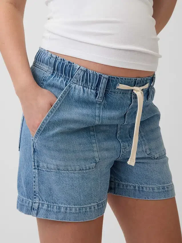 Pantalones cortos premamá de denim ultrasuave con panel completo