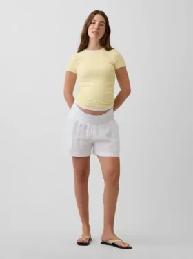 Pantalones cortos premamá fáciles de poner por debajo de la barriga