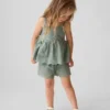 Pantalones cortos sin cremallera con dobladillo de ojales para bebés y niños pequeños