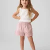 Pantalones cortos sin cremallera con dobladillo de ojales para bebés y niños pequeños