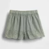 Pantalones cortos sin cremallera con dobladillo de ojales para bebés y niños pequeños