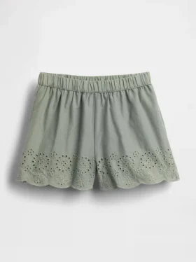 Pantalones cortos sin cremallera con dobladillo de ojales para bebés y niños pequeños