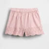 Pantalones cortos sin cremallera con dobladillo de ojales para bebés y niños pequeños