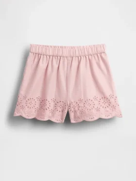 Pantalones cortos sin cremallera con dobladillo de ojales para bebés y niños pequeños