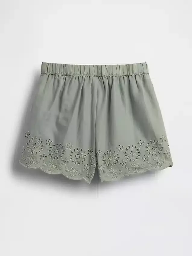 Pantalones cortos sin cremallera con dobladillo de ojales para bebés y niños pequeños