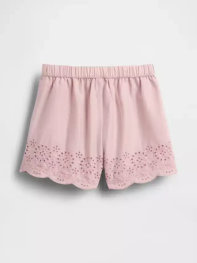 Pantalones cortos sin cremallera con dobladillo de ojales para bebés y niños pequeños