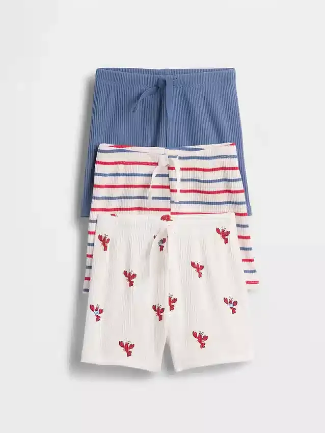 Pantalones cortos sin tirantes con rayas Tinyrib de Baby First Favorites (paquete de 3)