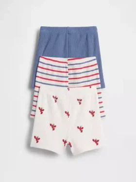 Pantalones cortos sin tirantes con rayas Tinyrib de Baby First Favorites (paquete de 3)