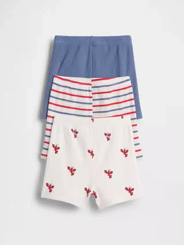Pantalones cortos sin tirantes con rayas Tinyrib de Baby First Favorites (paquete de 3)