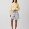 Pantalones cortos tipo bermuda de denim holgados y de talle medio