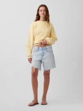 Pantalones cortos tipo bermuda de denim holgados y de talle medio