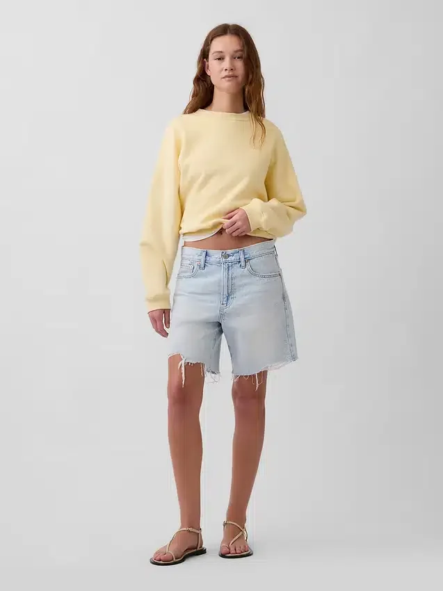 Pantalones cortos tipo bermuda de denim holgados y de talle medio