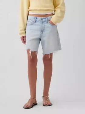 Pantalones cortos tipo bermuda de denim holgados y de talle medio