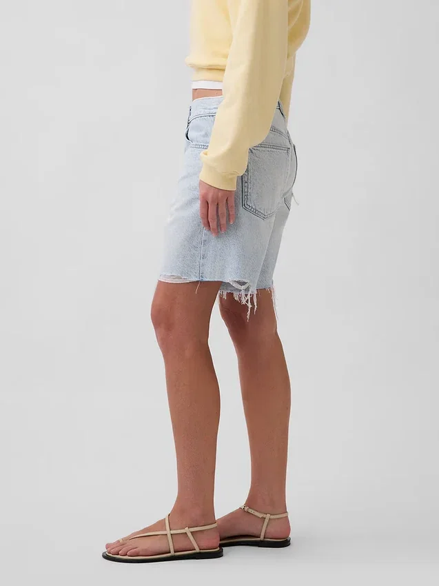 Pantalones cortos tipo bermuda de denim holgados y de talle medio