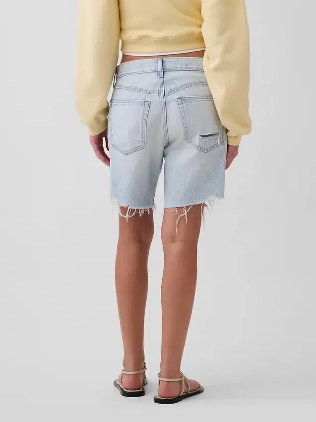 Pantalones cortos tipo bermuda de denim holgados y de talle medio
