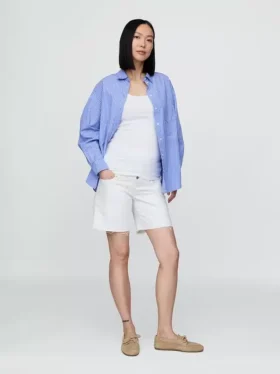 Pantalones cortos tipo bermuda de vaquero premamá con panel completo de 7"