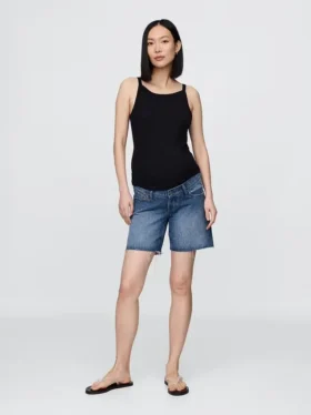 Pantalones cortos tipo bermuda de vaquero premamá con panel completo de 7"