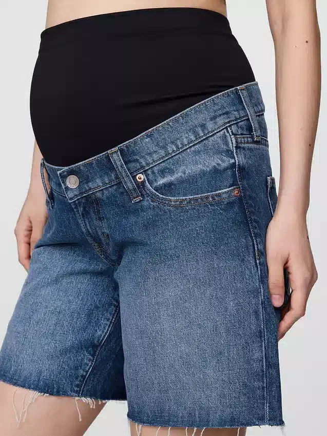 Pantalones cortos tipo bermuda de vaquero premamá con panel completo de 7"