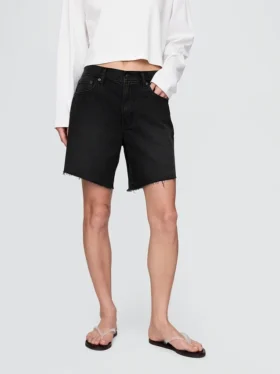 Pantalones cortos tipo bermudas de denim holgados de los años 90, de talle medio (8″)