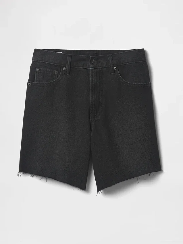 Pantalones cortos tipo bermudas de denim holgados de los años 90, de talle medio (8")