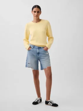 Pantalones cortos tipo bermudas de denim holgados de talle medio, de 8"
