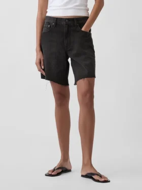 Pantalones cortos tipo bermudas de denim holgados de talle medio, de 8″