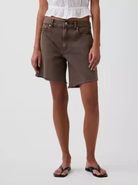 Pantalones cortos tipo bermudas de denim holgados de talle medio, de 8″