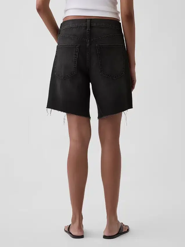Pantalones cortos tipo bermudas de denim holgados de talle medio, de 8"