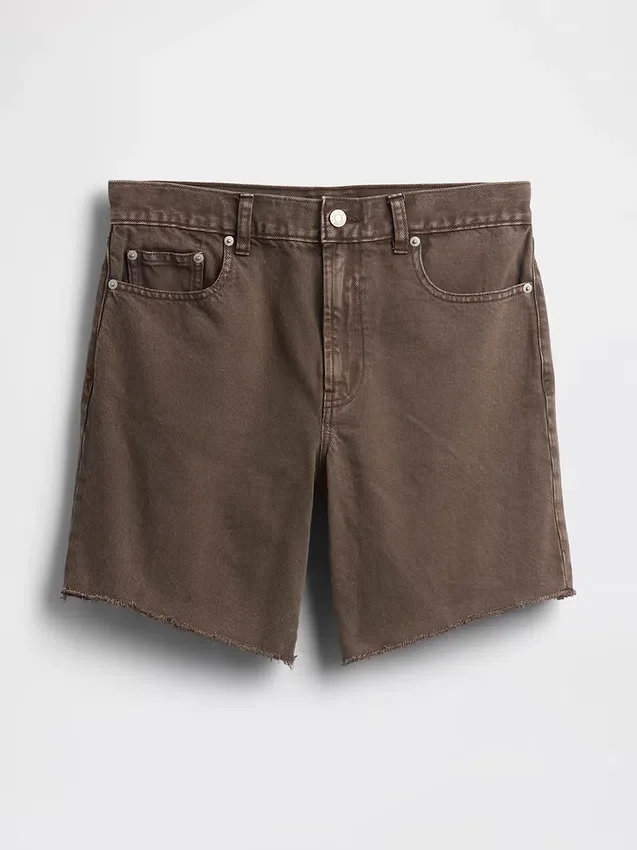 Pantalones cortos tipo bermudas de denim holgados de talle medio, de 8"