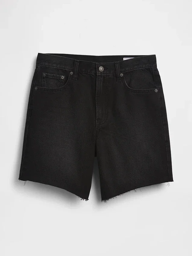 Pantalones cortos tipo bermudas de denim holgados de talle medio, de 8"