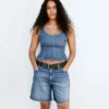 Pantalones cortos tipo bermudas de denim holgados de talle medio, de 8"
