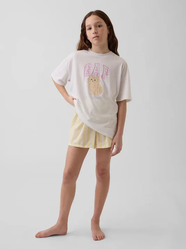 Pantalones cortos tipo bóxer de pijama de popelín reciclado para niños