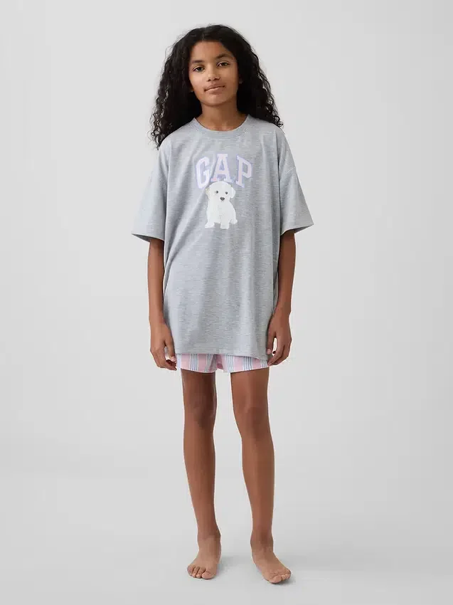 Pantalones cortos tipo bóxer de pijama de popelín reciclado para niños