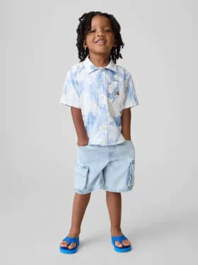 Pantalones cortos tipo cargo de denim ultrasuave para bebés y niños