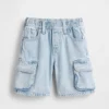 Pantalones cortos tipo cargo de denim ultrasuave para bebés y niños