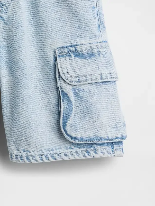 Pantalones cortos tipo cargo de denim ultrasuave para bebés y niños